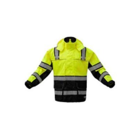 GSS SAFETY GSS Safety 6501 Rain Coat, Class 3, Lime/Black, S/M 6501-S/M